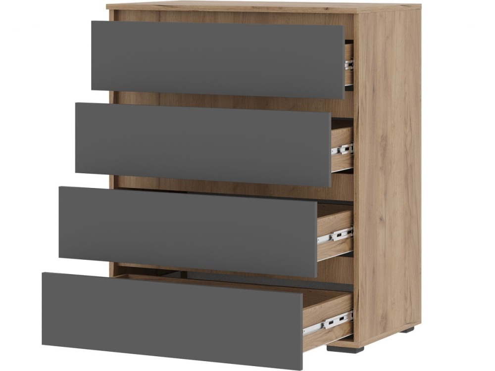 Комод «Хелен» КМ-02, 4 ящика, графит/дуб крафт золотой в магазине «На диване» в Комсомольске-на-Амуре  — Выгодная цена